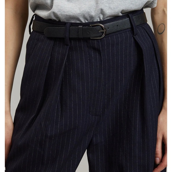 Tansley Pleated Trousers - Navy Pinstripe - Picture 3 of 8